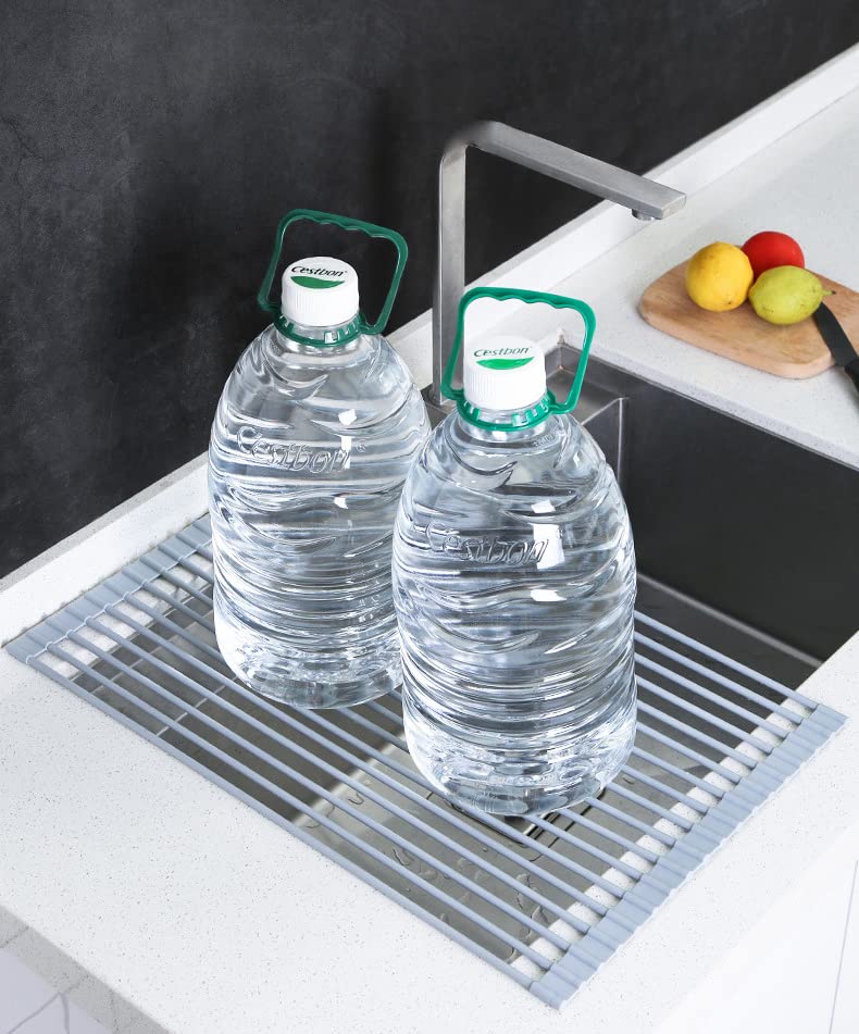 Josoft Over The Sink Dish Drying Rack, Roll up Sink Dish Drainer Rack Multipurpose Foldable Kitchen Stainless Steel Dish Rack Sink Drying Rack 20.6