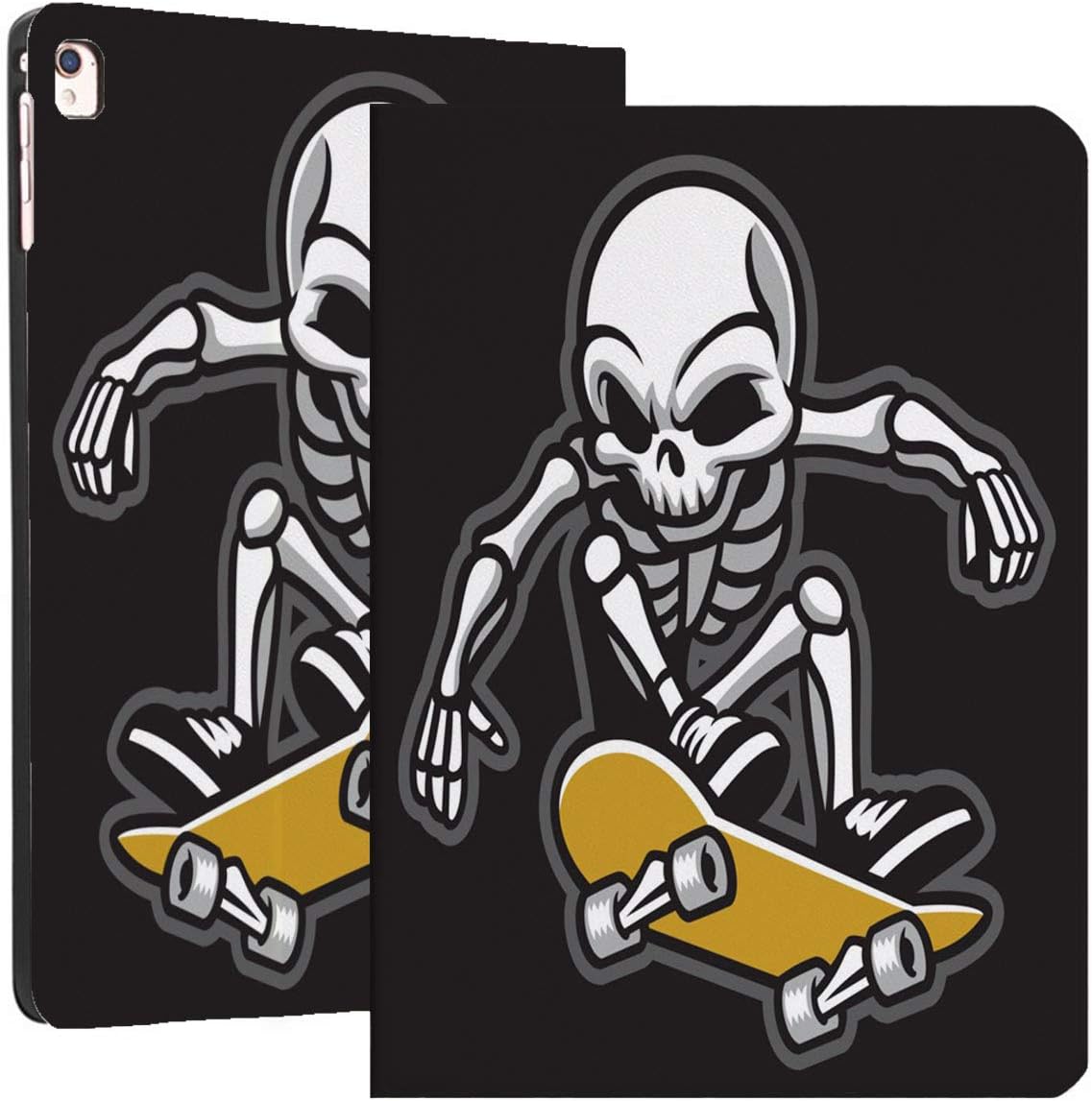 Cartoon iPad2/3/4 Case,iPad 9.7" Case,Microfiber Lining,Soft TPU Back Case,Cartoon of Skull Ride A Skateboard,Auto Sleep/Wake IPad Smart Cover