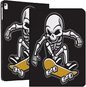 Cartoon iPad2/3/4 Case,iPad 9.7" Case,Microfiber Lining,Soft TPU Back Case,Cartoon of Skull Ride A Skateboard,Auto Sleep/Wake IPad Smart Cover
