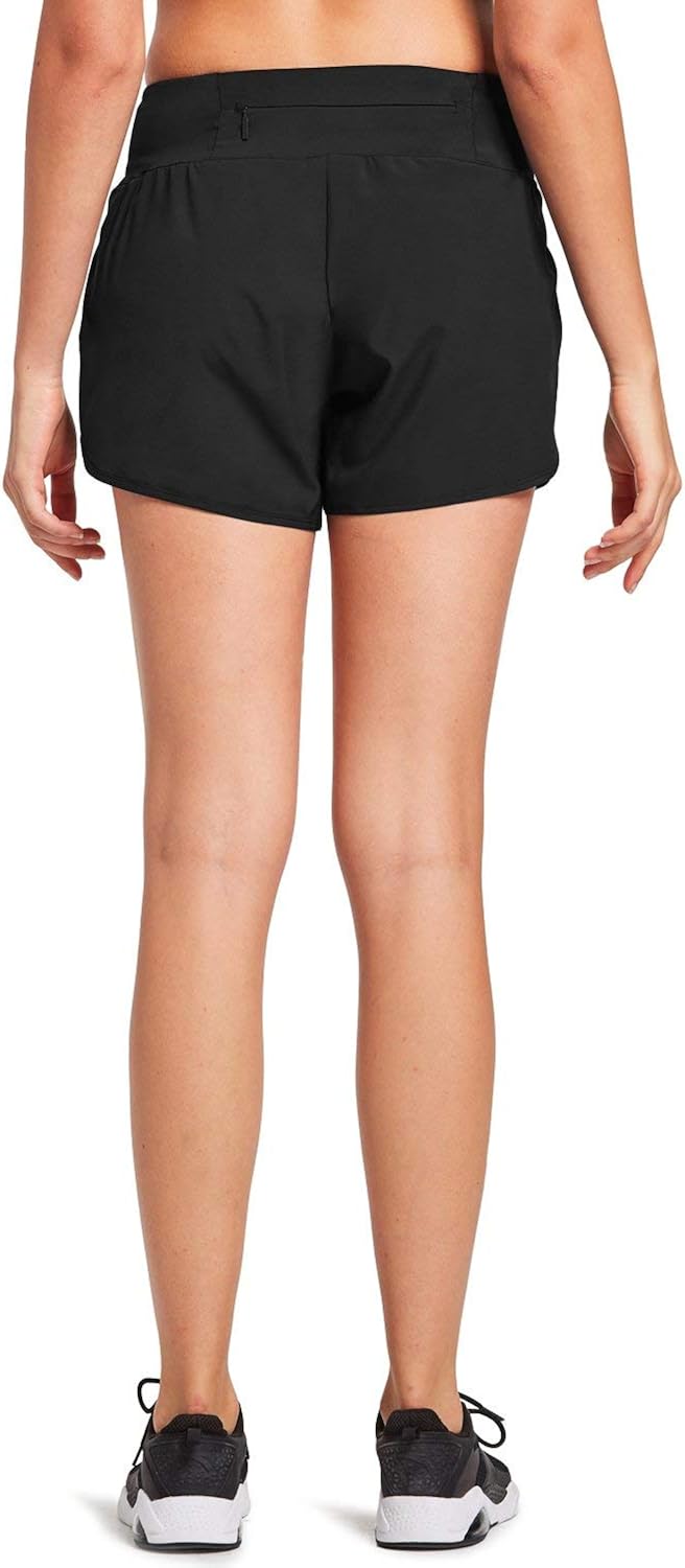 BALEAF Women's 4 Inches High Waisted Athletic Lined Running Shorts Back Zipper Pocket Dri-Fit Workout Gym Sportswear: Clothing