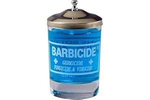 BARBICIDE Disinfecting Jar – Durable Glass Immersion Container with Stainless Steel Lid and Tray – Professional Salon, Spa & Barber Tool Sanitizer for Combs, Brushes & Implements - (Small - 4 Fl Oz)