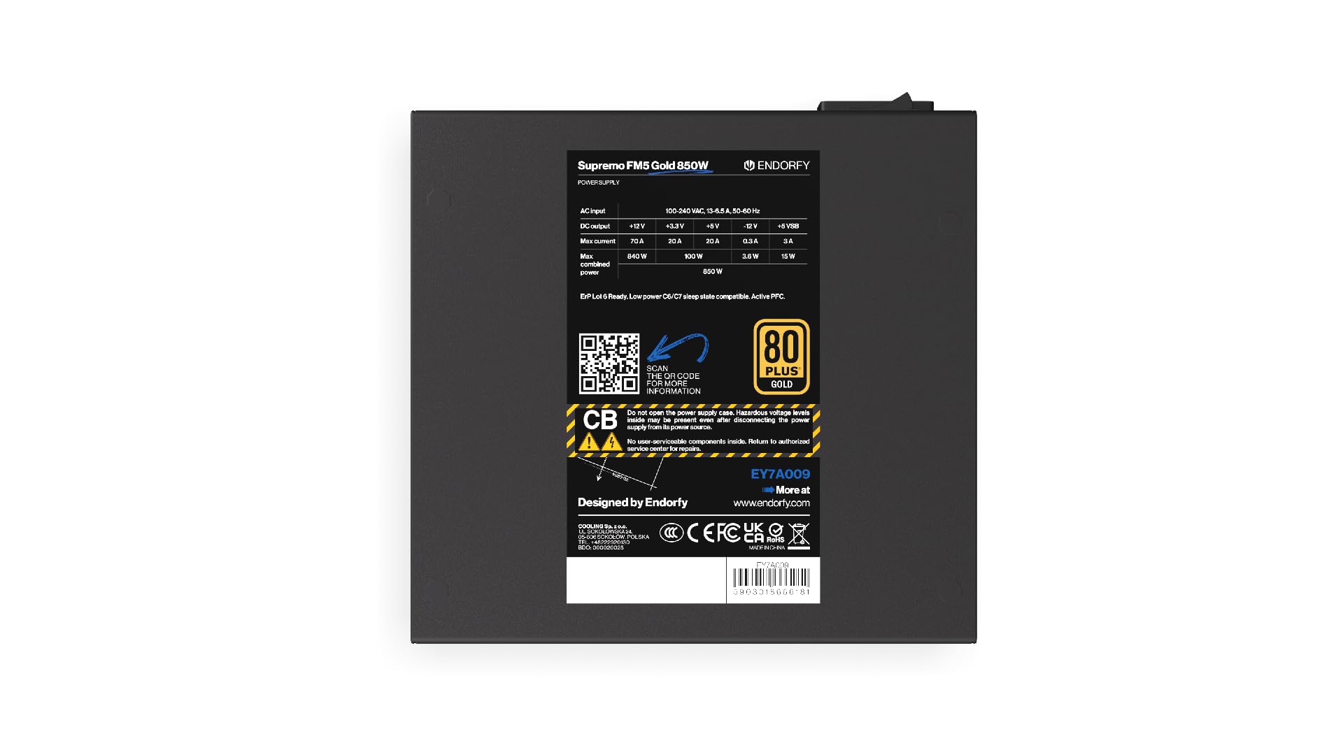 Endorfy Supremo Fm5 Gold 850 W Unité D'Alimentation D'Énergie 18+10 Pin Atx Atx Noir - View 6