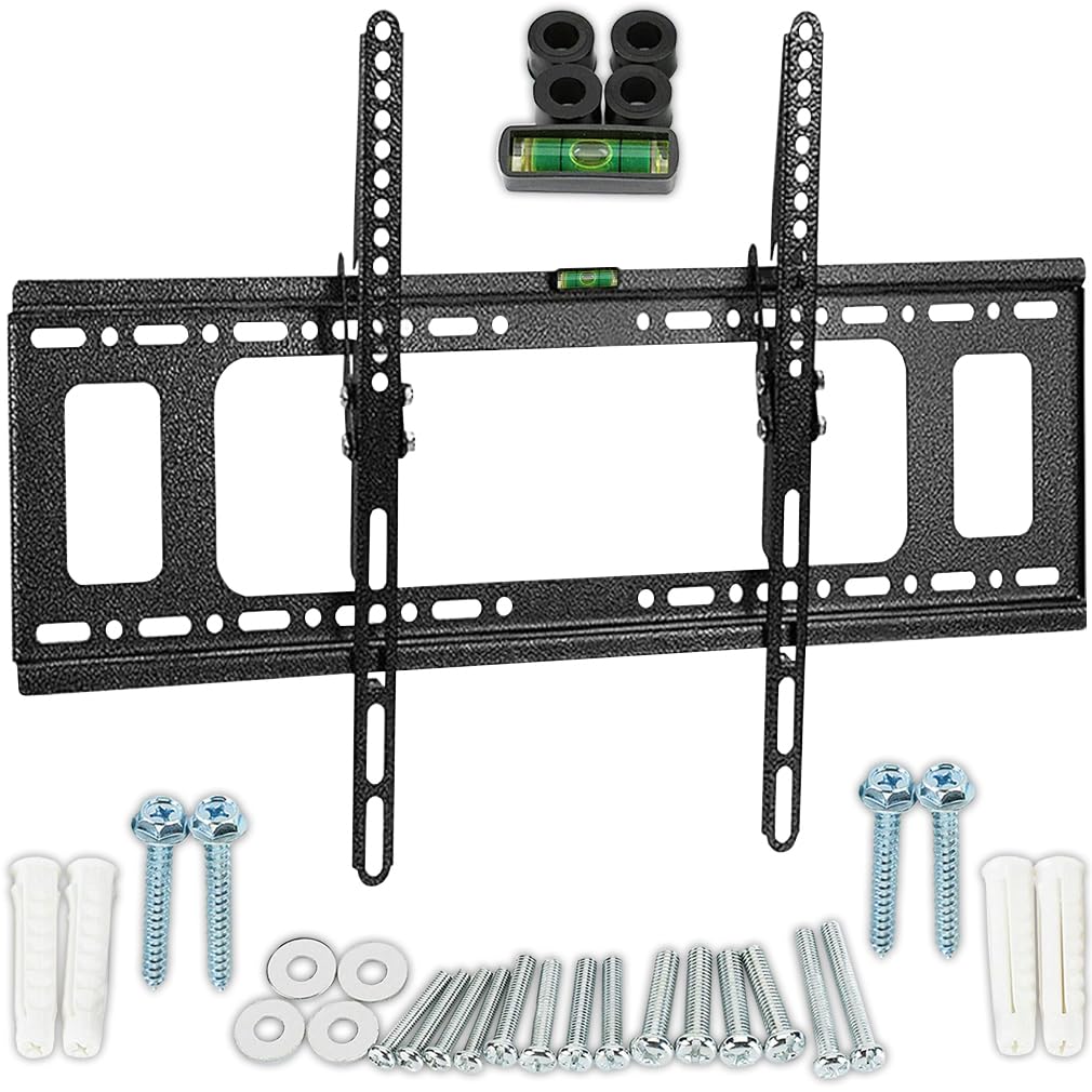 TV Wall Mount, Ultra Strong Adjustable Tilt TV Bracket, Heavy Duty 32-70 Inch 50KG Wall Mount with Wall Fixing Kit for Flat Curved Screen LCD, LED and Monitor