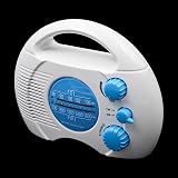 ANCLLO Mini Portable AM FM Shower Radio Waterproof Battery Operated White view 2
