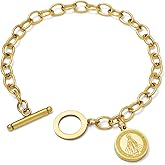 KOMI Stainless Steel Catholic Bracelet for Women, 18K Gold Plated Saint Benedict Chain Link Bracelet Religious Protection Jewelry Gifts
