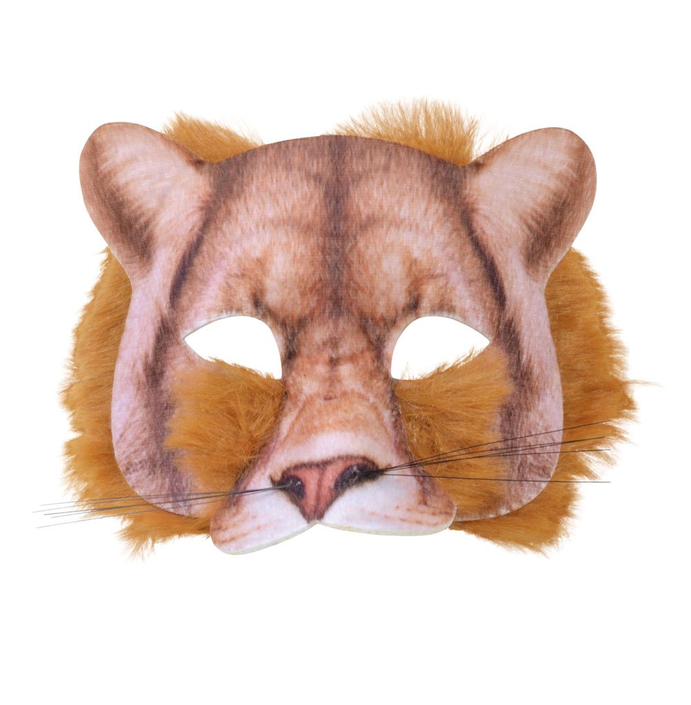 Brown Plastic & Card Lion Face Mask with Realistic Fur (1 pc) - Perfect for Cosplay, Theatrical Performances, & Themed Parties Halloween