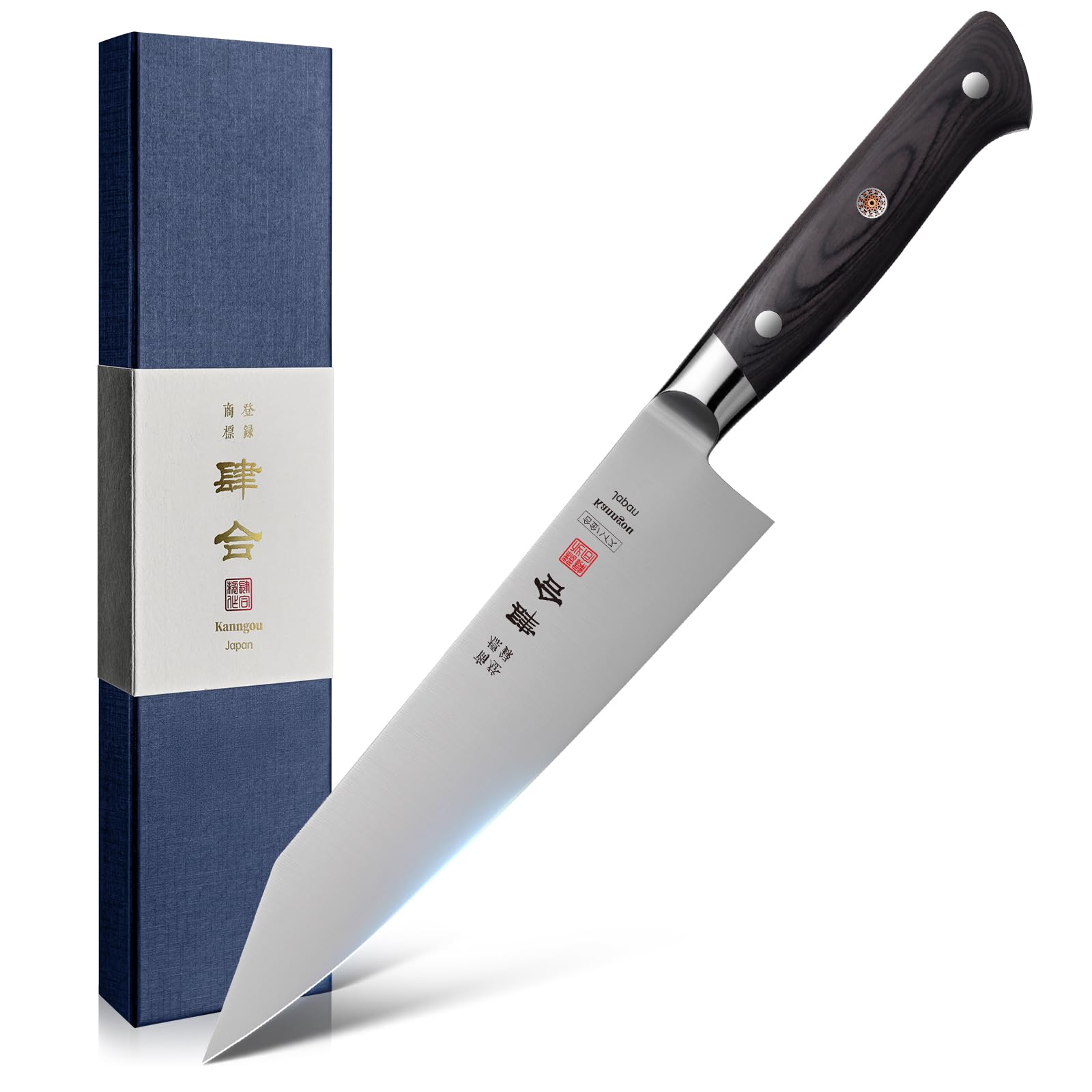 Photo 1 of kanngou 8.27 Inch Kiritsuke Knife, AUS-8 Alloy Steel Japanese Chef Knife with Full-Tang Pakkawood Handle, 210mm Chefs Knife with Premium Gift Box (Classic Series)