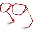 VISOONE Oversized Blue Light Blocking Glasses with Chic Square TR90 Frame and Metal Temple for Women Men REMY