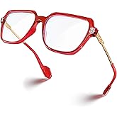 VISOONE Oversized Blue Light Blocking Glasses with Chic Square TR90 Frame and Metal Temple for Women Men REMY