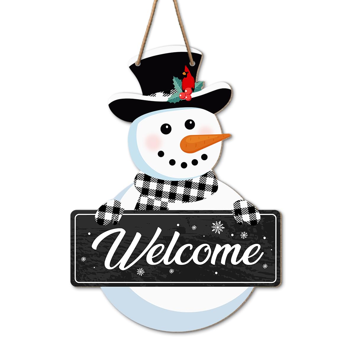 Photo 1 of Winter Welcome Snowman Christmas Door Decorations Sign for Home Front Door, Christmas Winter Snowman Wall Decor Wood Hanging Signs for Home Office Xmas Holiday Party Indoor