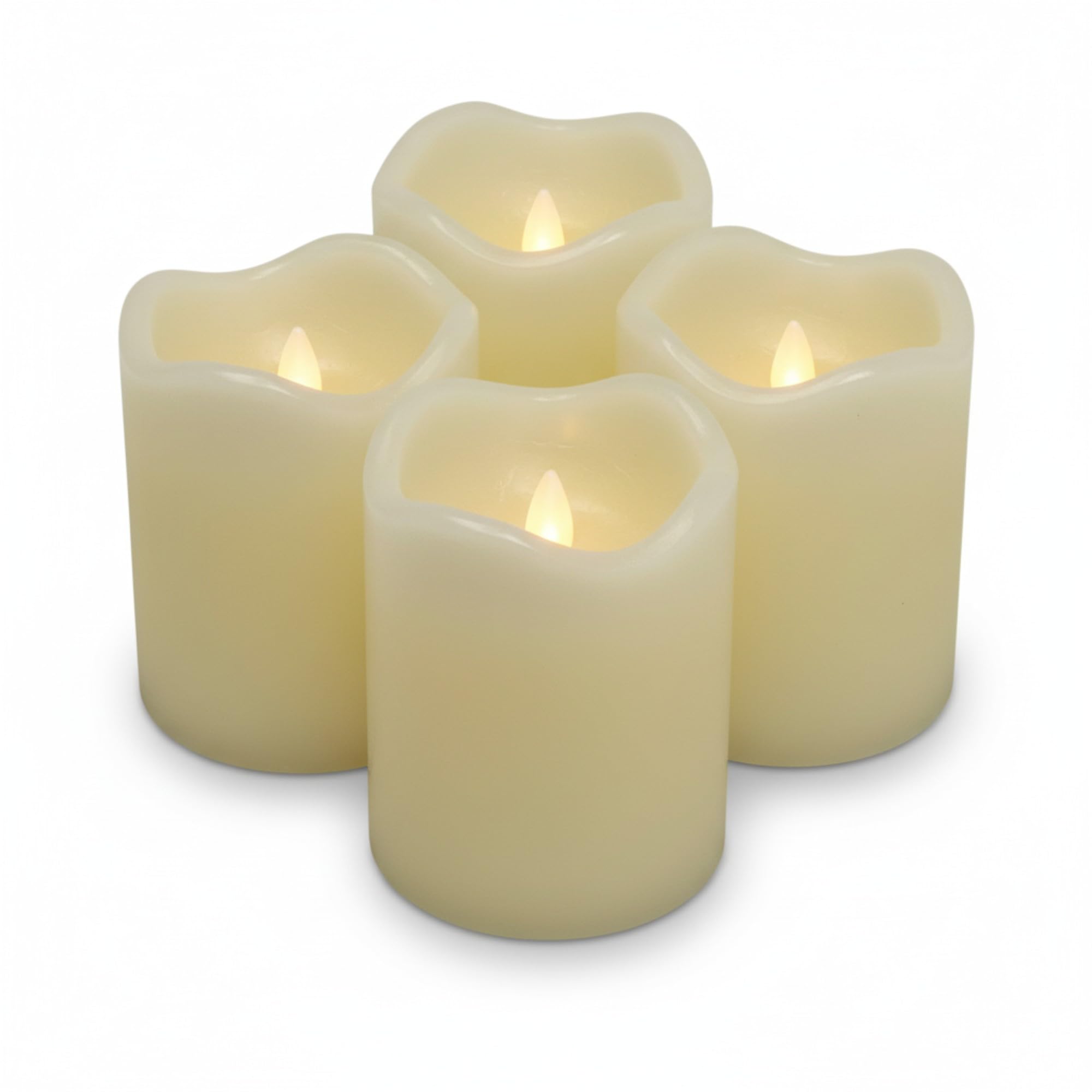 LED Real Wax Candles with Timer / Height 13 cm Set of 4