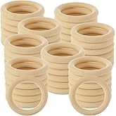 50PCS 3 inch Wooden Rings for Crafts Unfinished Wood Rings 70mm Wooden Rings Macrame Rings Solid Natural Wood Rings for DIY Crafts, Connectors Jewelry Making
