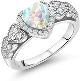 Gem Stone King 6MM Heart Shape Engagement Ring For Women | 925 Sterling Silver | Gemstone Birthstone | Wedding Engagement Anniversary Promise Ring | Available In Size 5, 6, 7, 8, 9