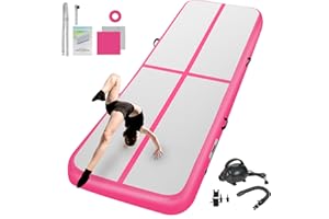 BCGA Inflatable Gymnastics Mat 10ft/13ft/16ft/20ft/ Air Tumbling Track Mats 4/8 inches Thick for Home Use/Training/Cheerleading/Yoga/Water with Pump