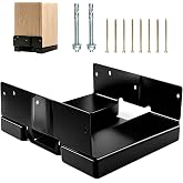 DarkSmarts 8x8 Post Base for Concrete, Inner Size 7.5"x7.5", 1 Pack, Black | Heavy-duty Steel, Power-coated, 1" Standoff, Adjustable Slots, Hardware Included, for Deck Pergola Porch