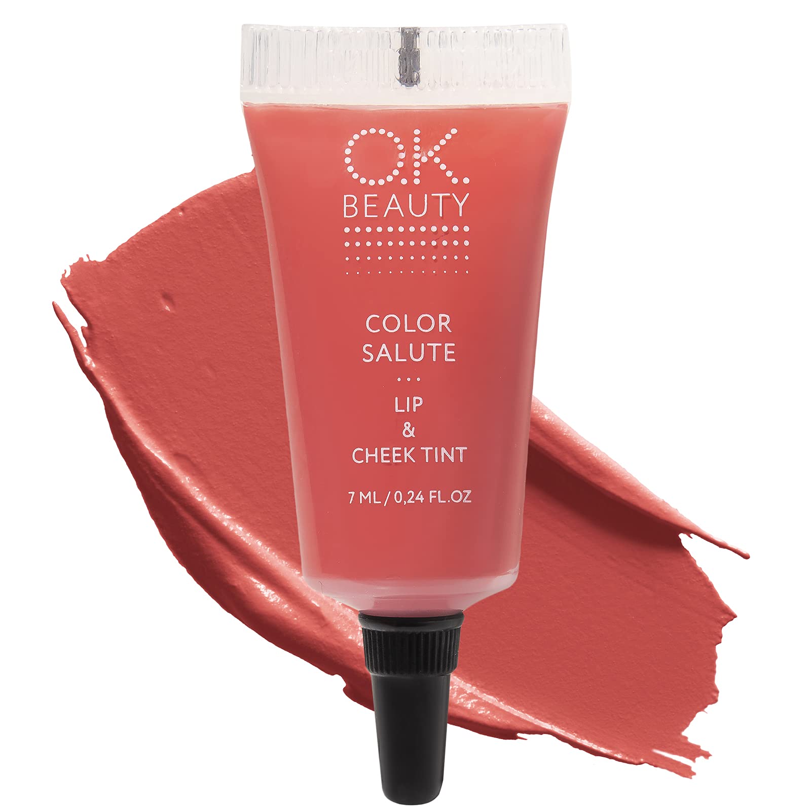 OK Beauty Color Salute Lip & Cheek Tint โ Long Lasting Lip Stain & Liquid Blush in 9 Trendy Colors For Cheeks, Lips and Eyelids Makeup - Tanami (Bright Coral)