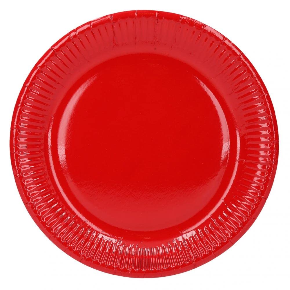 Pack of 8 Red Paper Plates 22 cm