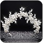 Fashey Star Wedding Tiaras and Crowns Silver Bride Headbands Pearl Headpieces Rhinestone Bridal Hair Accessories for Women