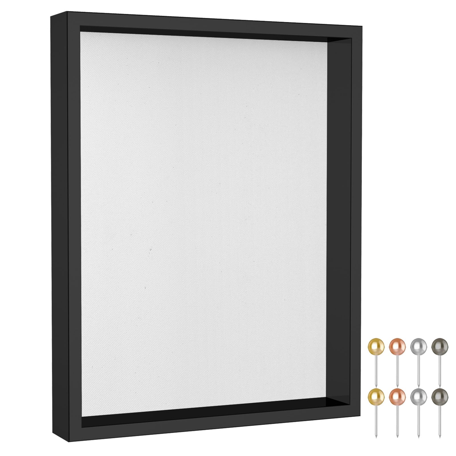 Photo 1 of Califortree 11x14 Shadow Box Frame with Soft Linen Back - Metal Push Pins Included, Memory Large Shadow Box Display Case for Bouquet Awards Medals Wedding Photos and More, Black