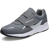 Leader Show Women's Elderly Casual Comfort Walking Shoe Safety Flats Non-Slip Hook & Loop Sneakers