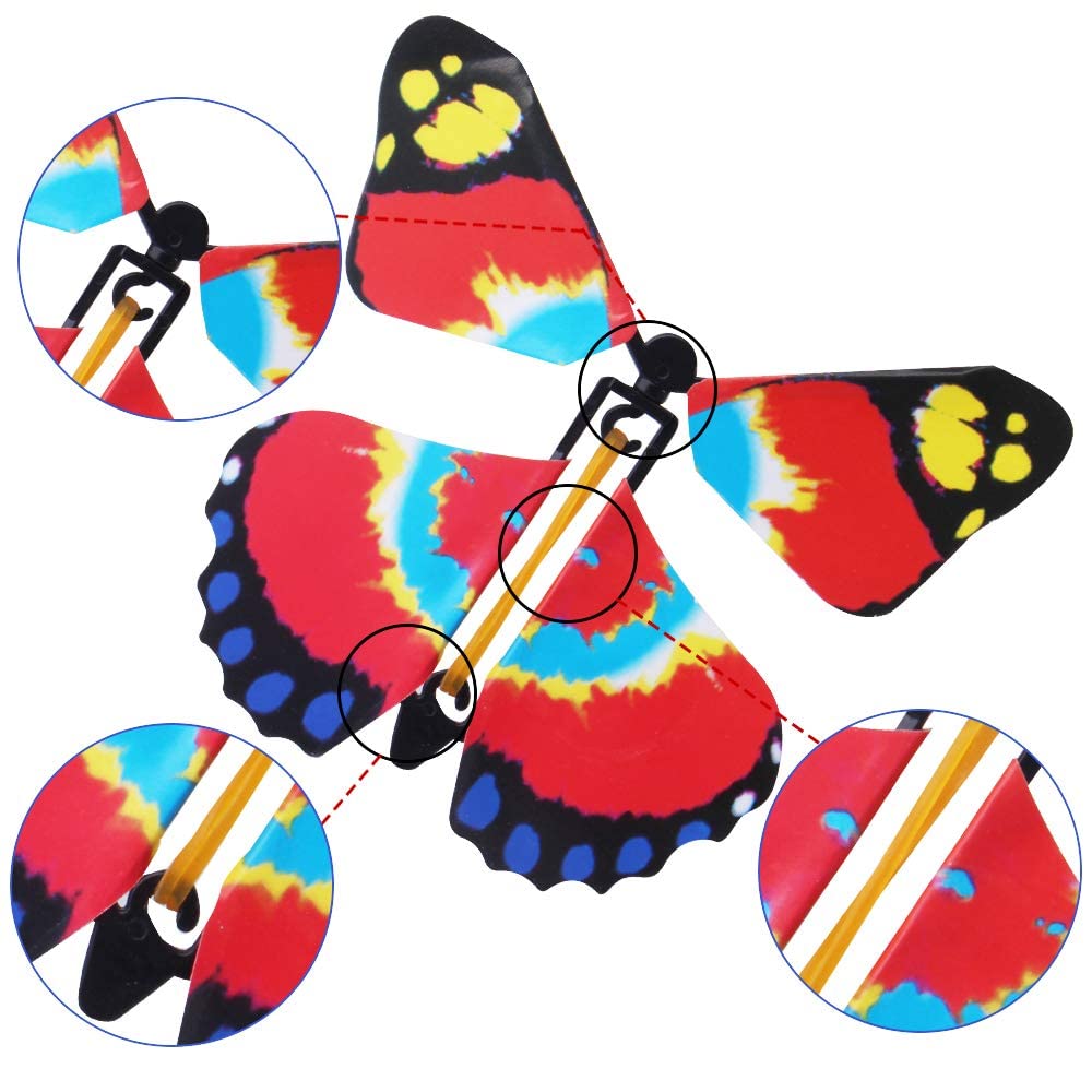 Outee 24 Packs Flying Butterfly Card Surprise Wind Up Butterfly in The Book Rubber Band Powered Fairy Great Xmas Gift Butterfly Teacher Appreciation Gift