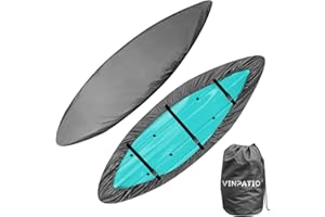VINPATIO 600D Kayak Cover 11-13ft, Canoe Cover Paddle Board Cover Kayak Covers for Outdoor Storage, Waterproof UV Protection Dust Boat Cover for Kayak Fishing Boat Canoe, Grey