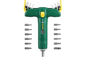 ALEAPOW 1/4" Torque Wrench Set, 12-Piece S2 Steel Bits, T-Handle Design, 15-75 in-lbs, Suitable for Scope Mounting, Gunsmithing, and Maintenance