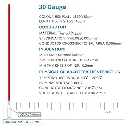 BNTECHGO 30 Gauge Silicone Wire Spool Red and Black