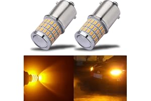 iBrightstar Newest 9-30V Super Bright Low Power 1156 1141 1003 BA15S LED Bulbs with Projector Replacement for Turn Signal Lights, Amber Yellow