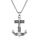 BREGO Men’s Anchor Cross Pendant Necklace