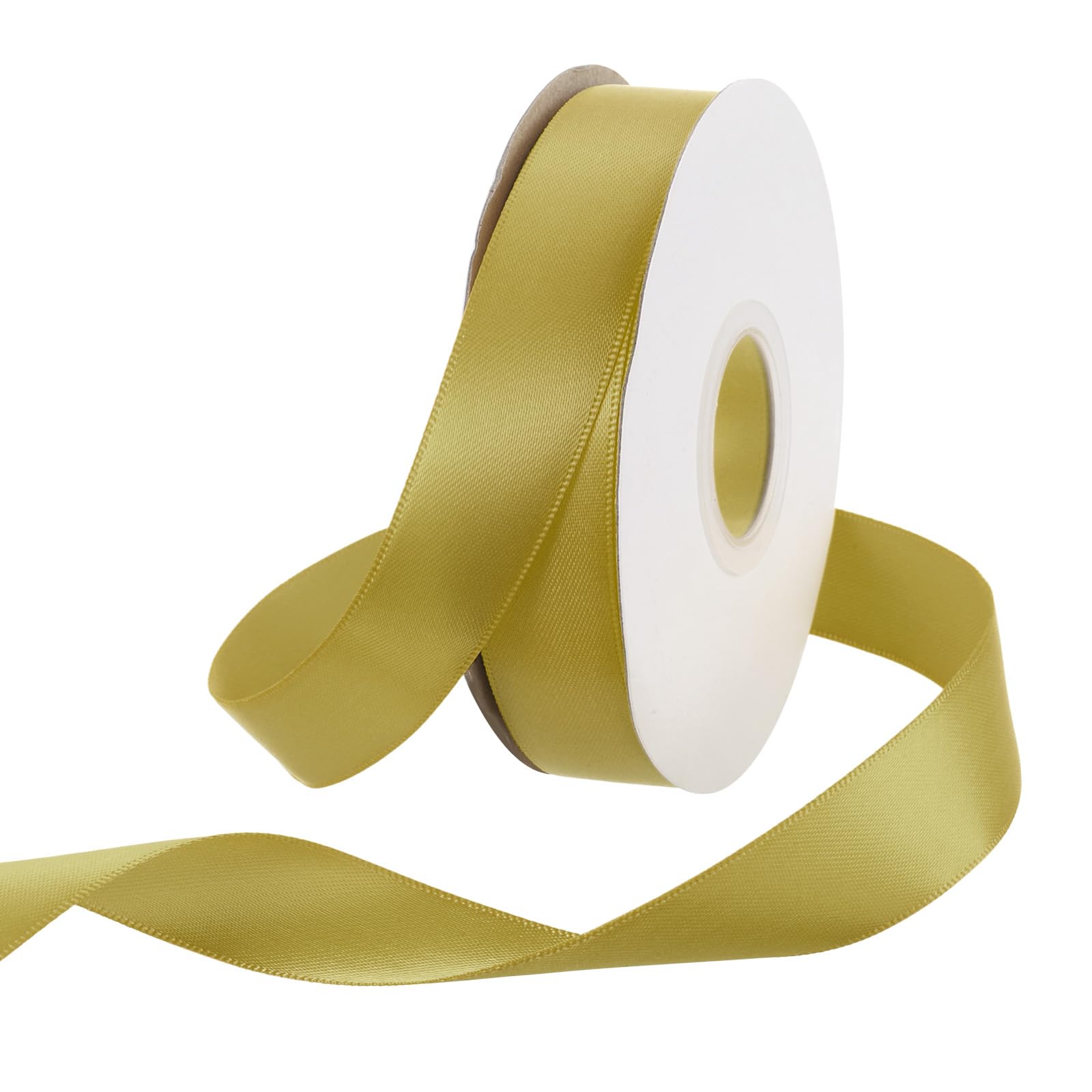 Rebower 20mm Satin Ribbon 23m Thick Double Face Grosgrain Silk Ribbon, [for Gift Wrapping, Hair Bows, Wedding, Cake, Flower] - 25 Yard/75ft/ Gold Yellow
