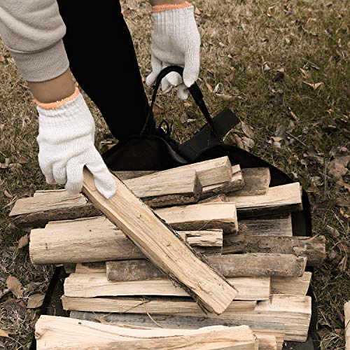 IKEPOD Canvas Firewood Log Carrier - Fire Wood Tote Bag Storage, Fireplace Wood Stove Accessories, Durable Large Holder for Camping, Design with Leather Handle