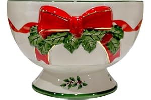 Spode Christmas Tree 6-Inch Ribbon Nut Bowl - Decorative Serving Bowl for Candies, Nuts, Desserts - Ideal for Holiday Enterta