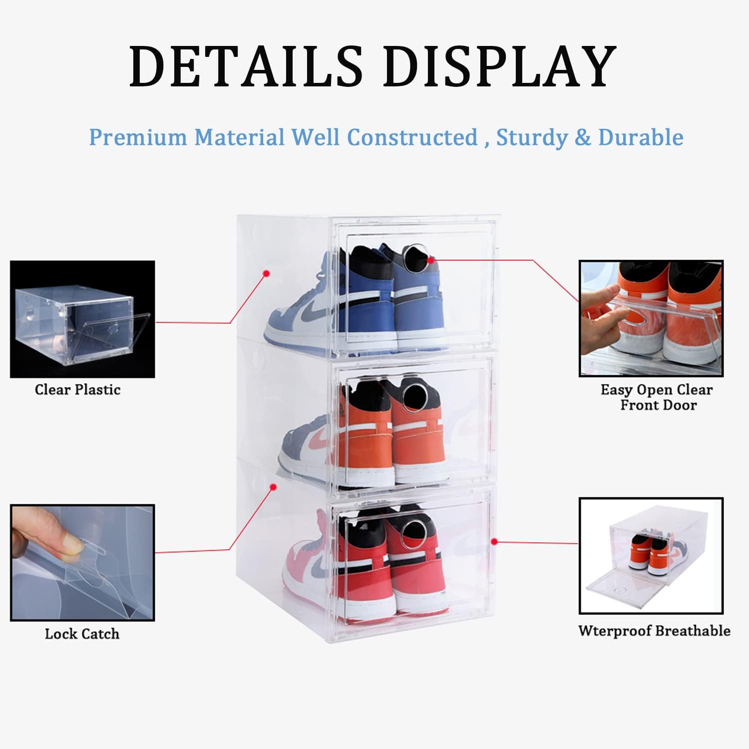 Mua MMBABY 12 Pack Shoe Storage Box Clear Plastic Stackable Drop Front ...