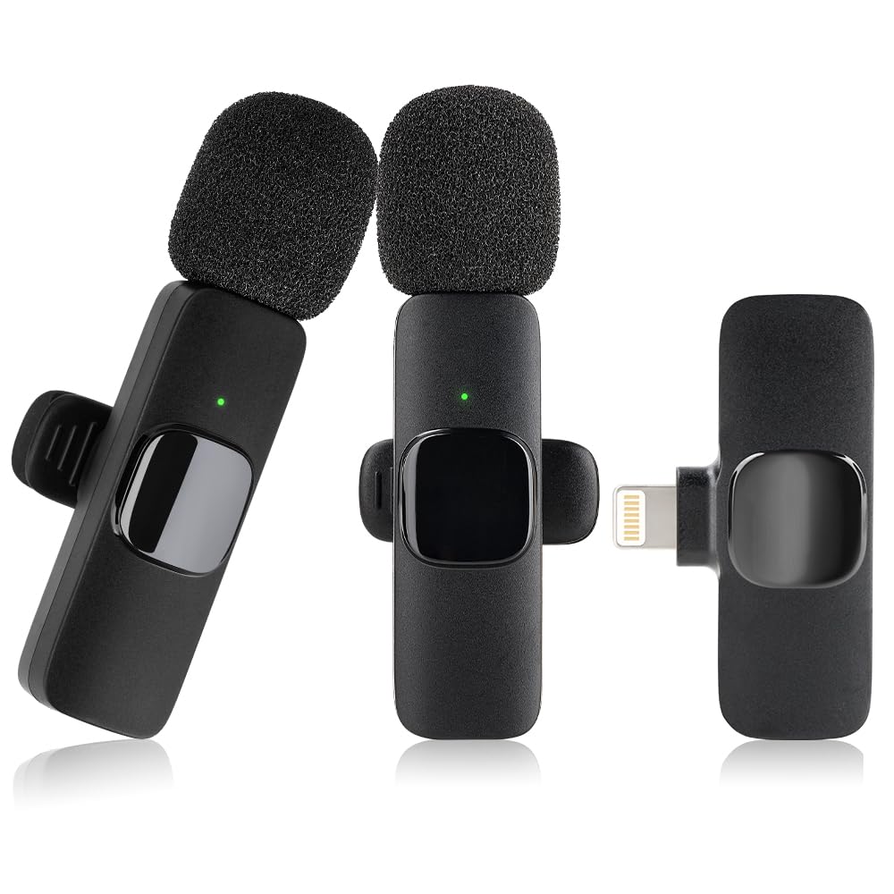 ESONLITOR Wireless Microphones for iPhone iPad,Wireless lavalier Microphone for Video Recording, Game Live Streaming, Interviews, YouTube, TikTok, Vlog