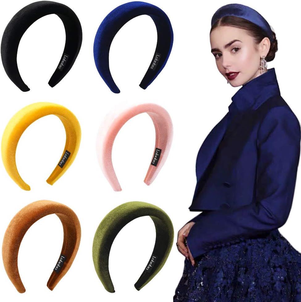 Headbands Women Hair Head Bands - 6 Pcs Accessories Velvet Padded Head Bands Cute Beauty Fashion Hairbands Girls Vintage Hair Bands Boho Wide Band For Workout GYM Yoga Running