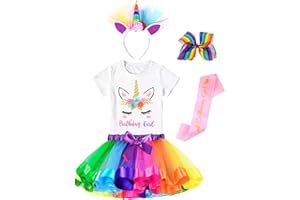 Doctor Unicorn Birthday Girls Outfit Set Tutu Skirt, Unicorn Shirt, Headband, Hair Bow & Satin Sash