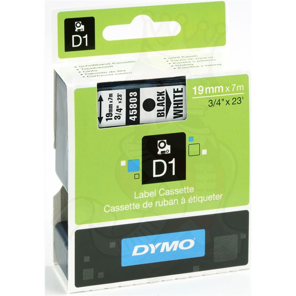 NOW INK LTD 45803 Label Tape. Compatible with DYMO D1 Series Standard Labelling Tapes. (19mm, Black ON White)