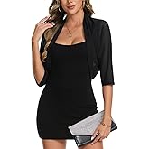 MINTLIMIT Women's Elegant Sheer Mesh Shrug Bolero Batwing 3/4 Sleeve Open Front Cropped Cardigan Shrugs for Evening Dress