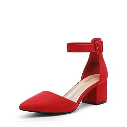 DREAM PAIRS ANNEE Pointed Toe Low Chunky Heels Pump