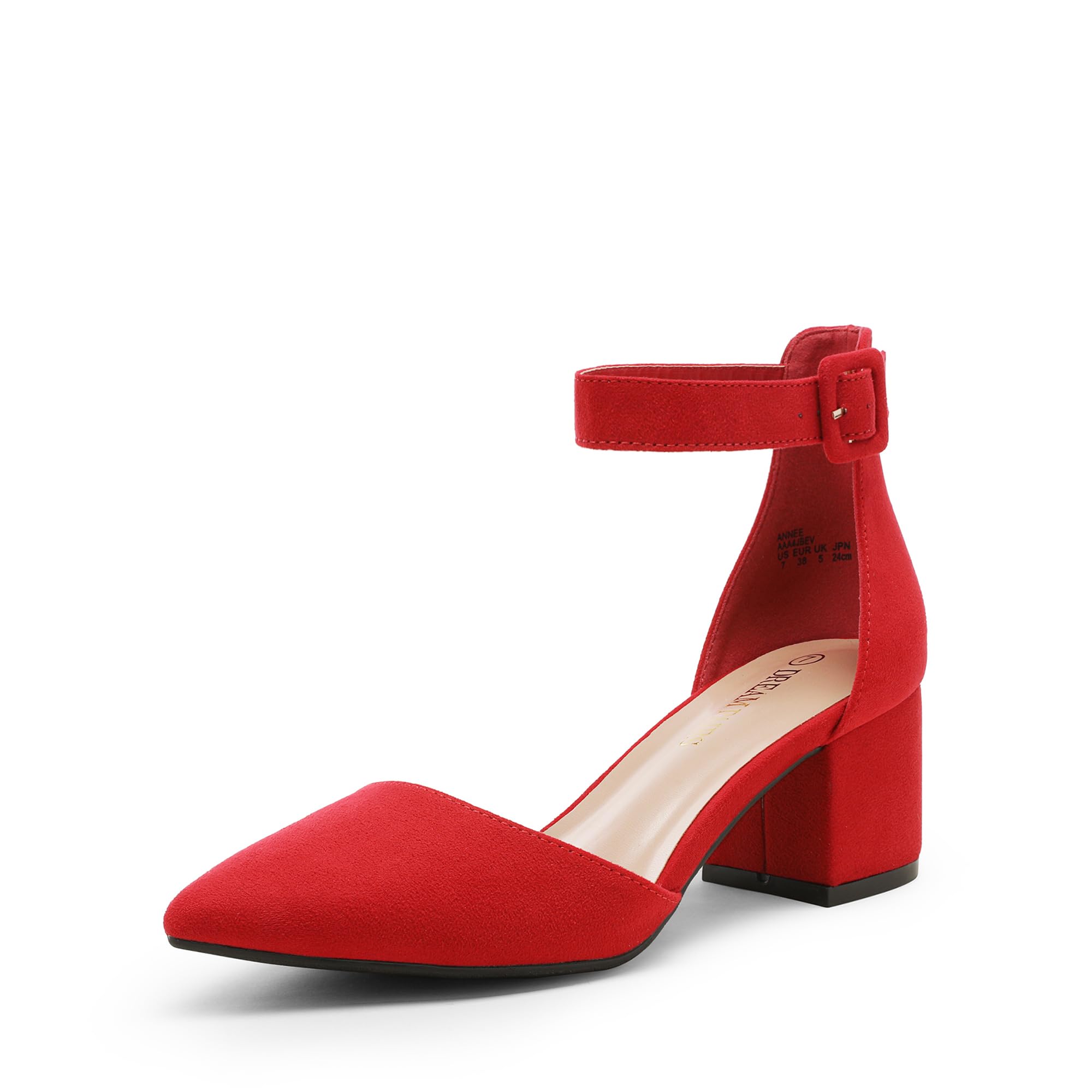 DREAM PAIRS ANNEE Pointed Toe Low Chunky Heels Pump