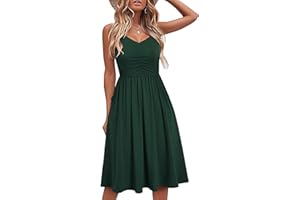 Vedolay Women 2023 Summer Casual Dresses Spring V Neck Short Sleeve Knee Length Beach Dress