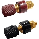 Jiozermi 1/4" Copper Battery Terminal Studs, Red and Black, 2 Pcs | M6 Remote Battery Terminal Stud, Pure Brass Terminal Binding Post, Post Connectors Kit
