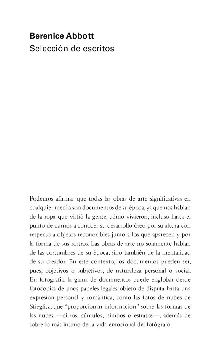 Selección de escritos, de Berenice Abbott - Libros sobre el arte de la fotografía