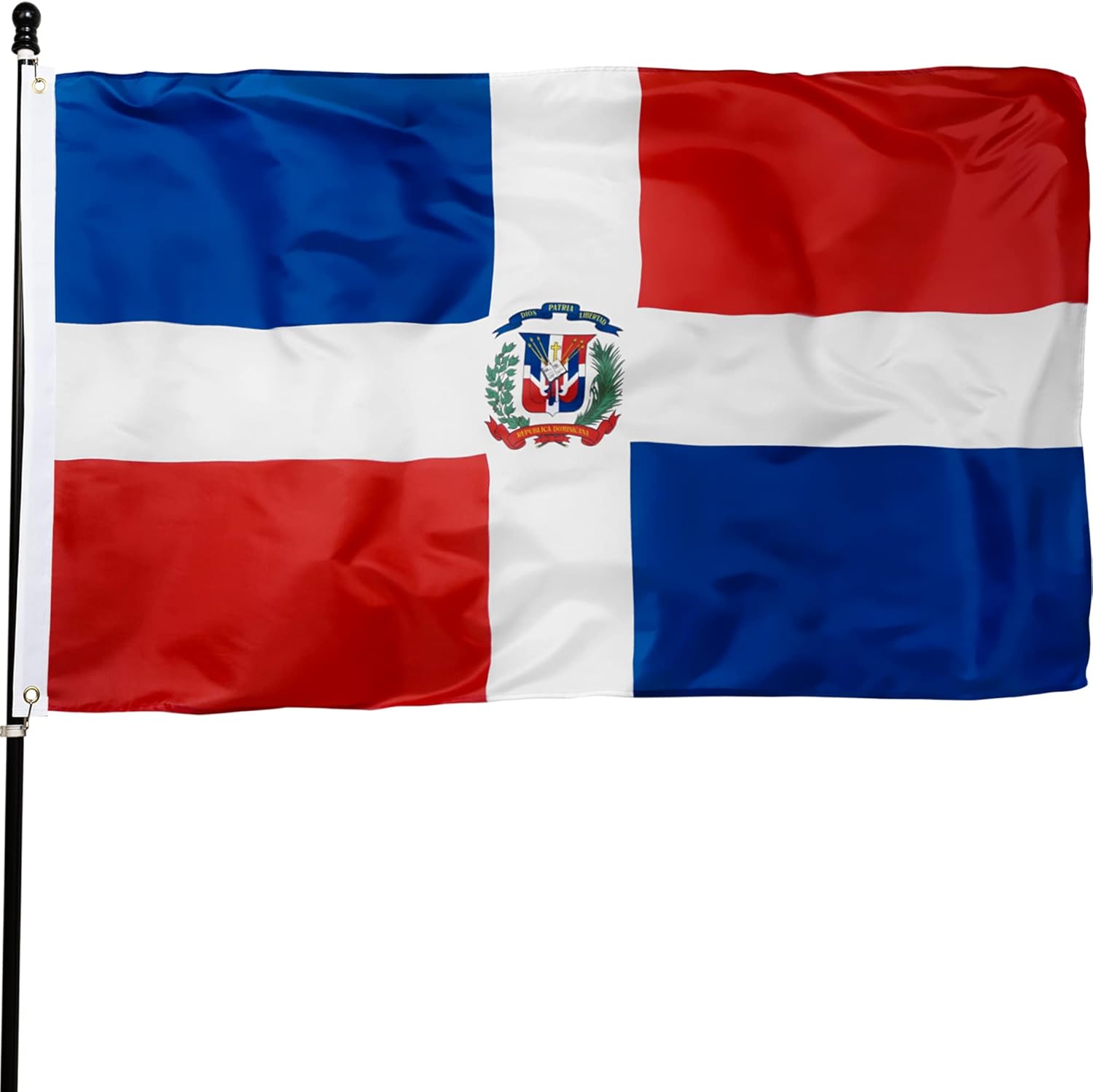 Flags - DANF Dominican Flag 3x5 Foot Polyester Bandera De Republica Dominicana National Flags Polyester with Brass Grommets 3 X 5 Ft