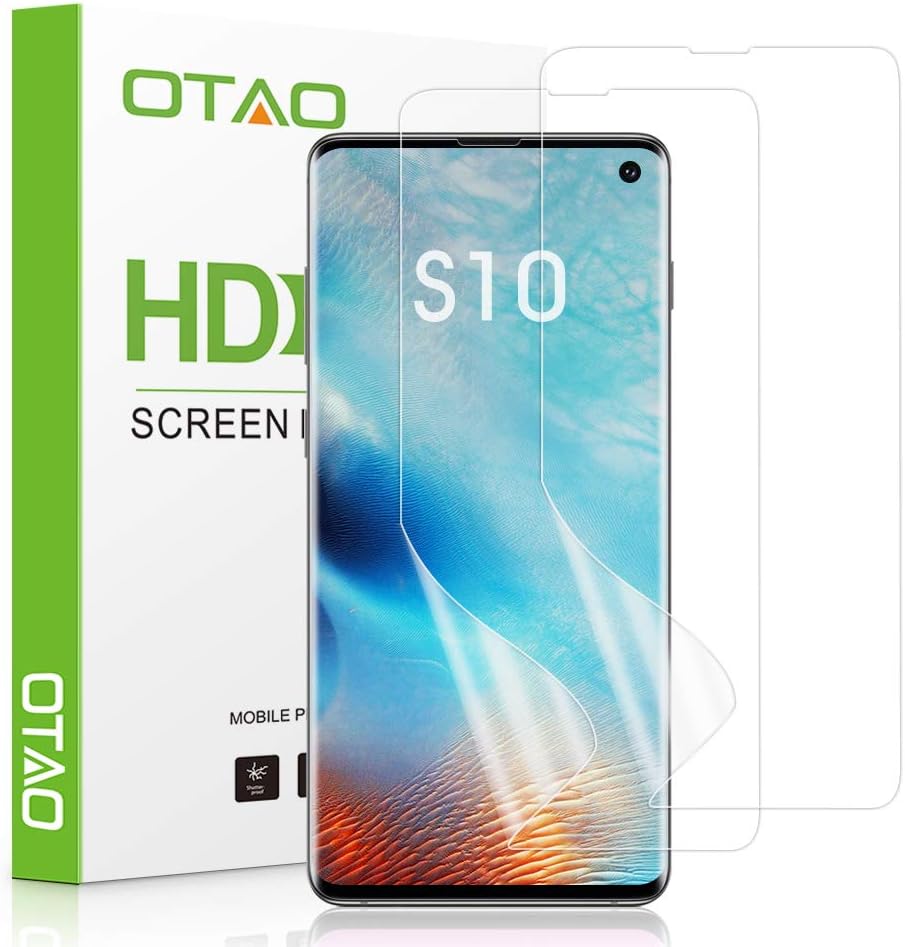 OTAO Galaxy S10 Screen Protector (2Pack)(Not Glass), Full Coverage Case Friendly Galaxy S10 HD Clear Anti-Bubble Film Screen Protector