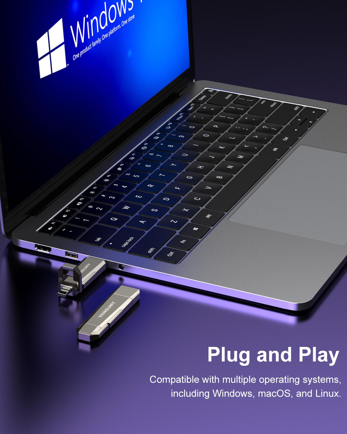 Vansuny USB-C Stick 512GB mit bis zu 1000 MB/s Externe SSD Dual USB-Stick USB-C + USB A Speicherstick 512GB für iPhone 15/16, Handy, Android-Telefon, Laptop, Tablet, Mac, Festkörper Laufwerk 5