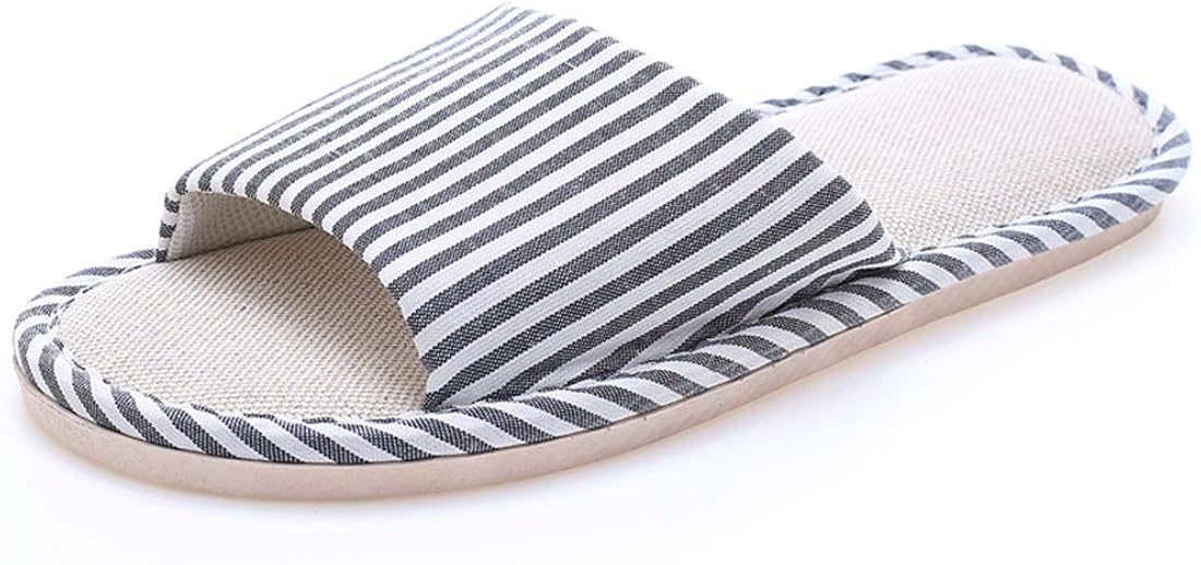 Home Slippers with Flax Cotton Upper 