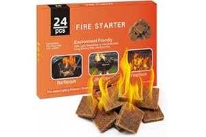 Serando Wood Fire Starters Cubes - 24 Squares Natural Firestarter for Campfires Fireplace Stove Fire Pit Grill Camping BBQ and Indoor Outdoor Use