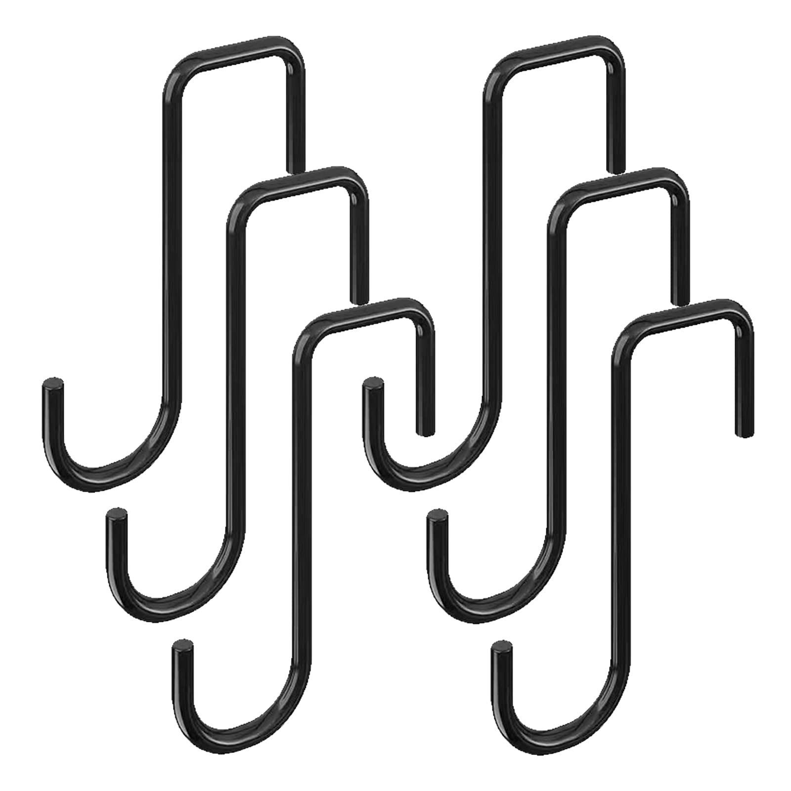 dogmoon Vinyl Fence Hooks, 6 Pcs Fence Hooks, Stainless Steel Hanging Basket Bracket for Indoor Outdoor Hanging Lights Planters Bird Feeder Gardening Decoration (Black)